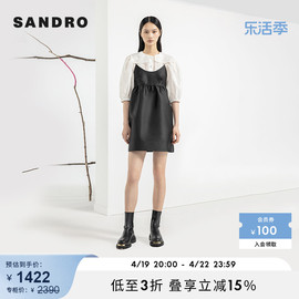 sandrooutlet春秋女装法式娃娃，领蕾丝短款白色衬衫上衣sfpcm00868