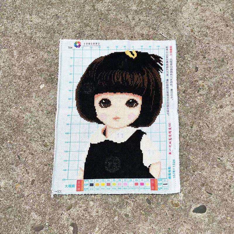 纯手工绣好的十字绣棉布成品天真无邪童真女孩儿童卧室装饰画