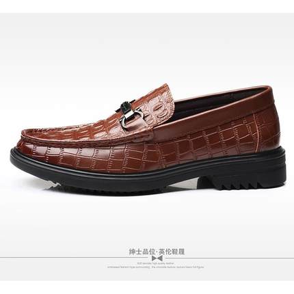 高档皮鞋男真皮春新款流韩版百搭豆休闲 男鞋英伦季软底潮一脚蹬