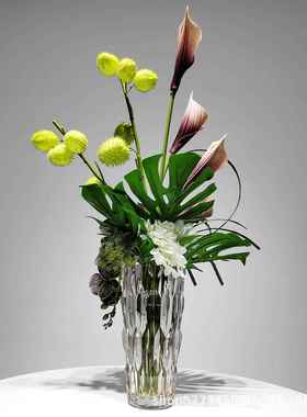 高端轻奢花摆件客厅桌EDR紫色假花仿真花摆艺设样房间售楼板处面