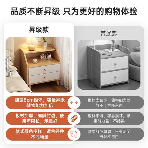 床头柜小型家用卧室侧边柜储物柜出租房用简易置物架2025新款柜子
