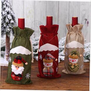 man old red wine sleeve酒瓶套 Christmas bottle burlap