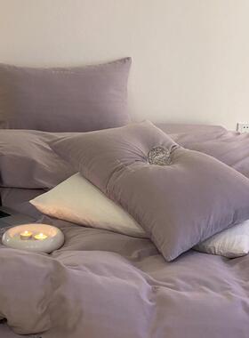 日式亲肤双色层纱纯约60支简水洗棉四件套日式床81476床单床笠上