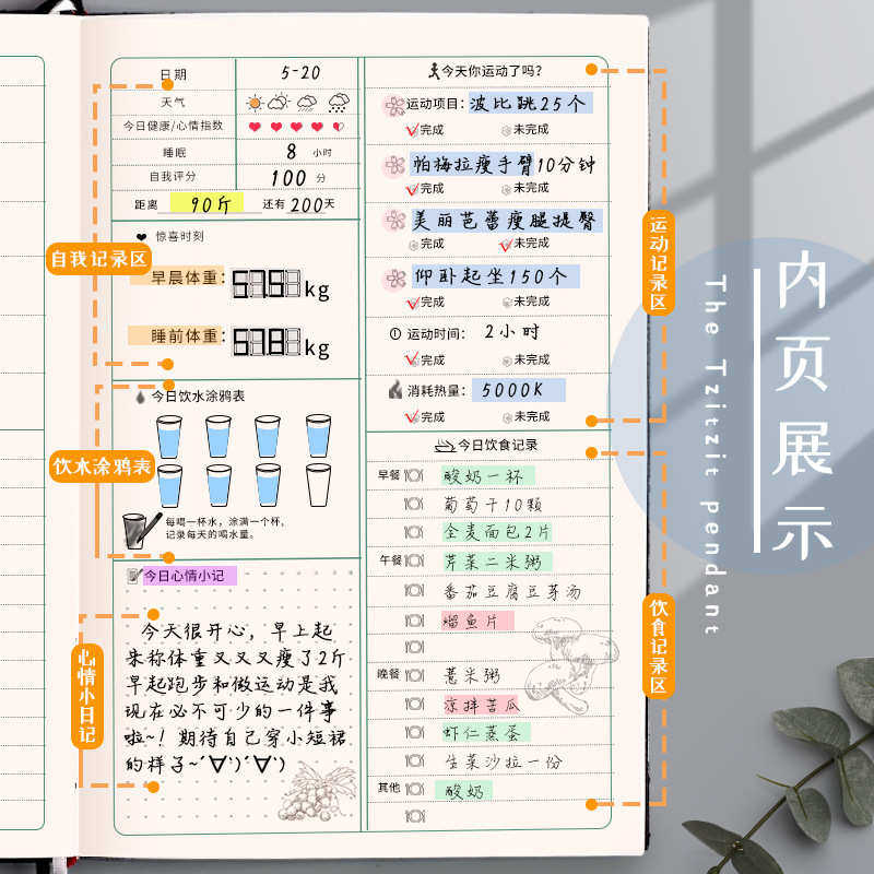 健身私教训练计划本体重管理工作室训练课手账本日志本饮食健康