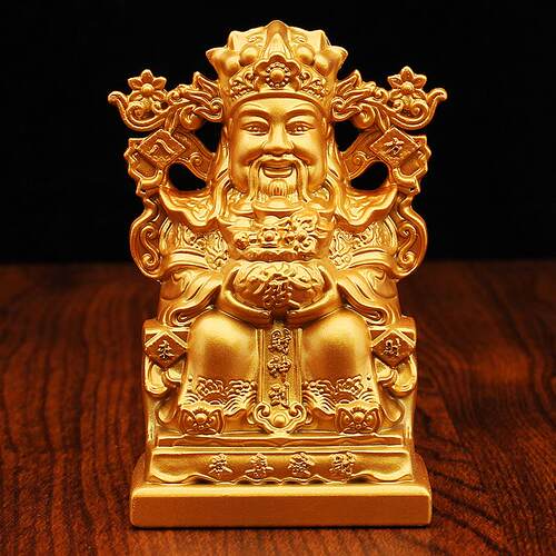 沙金财神爷佛像摆件供台家居客厅店铺办公室乔迁前台金属工艺摆件