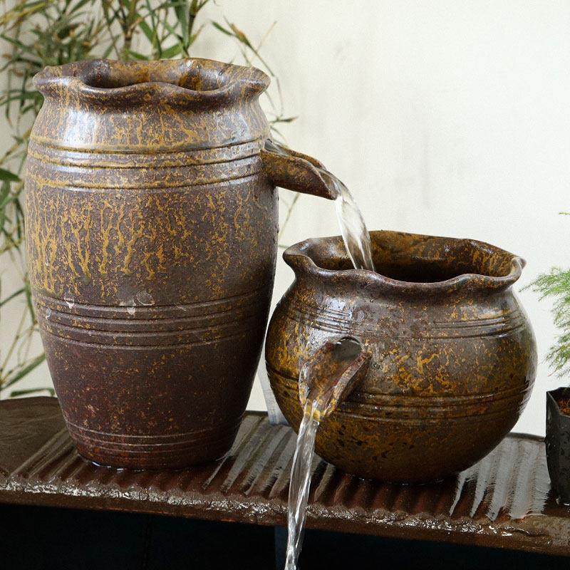 陶罐阳台养鱼过滤器循环水古法生态鱼缸瀑布造景全套陶瓷流水摆件,家居饰品,流水摆件,淘宝优惠券,粉丝福利购,淘宝优惠卷