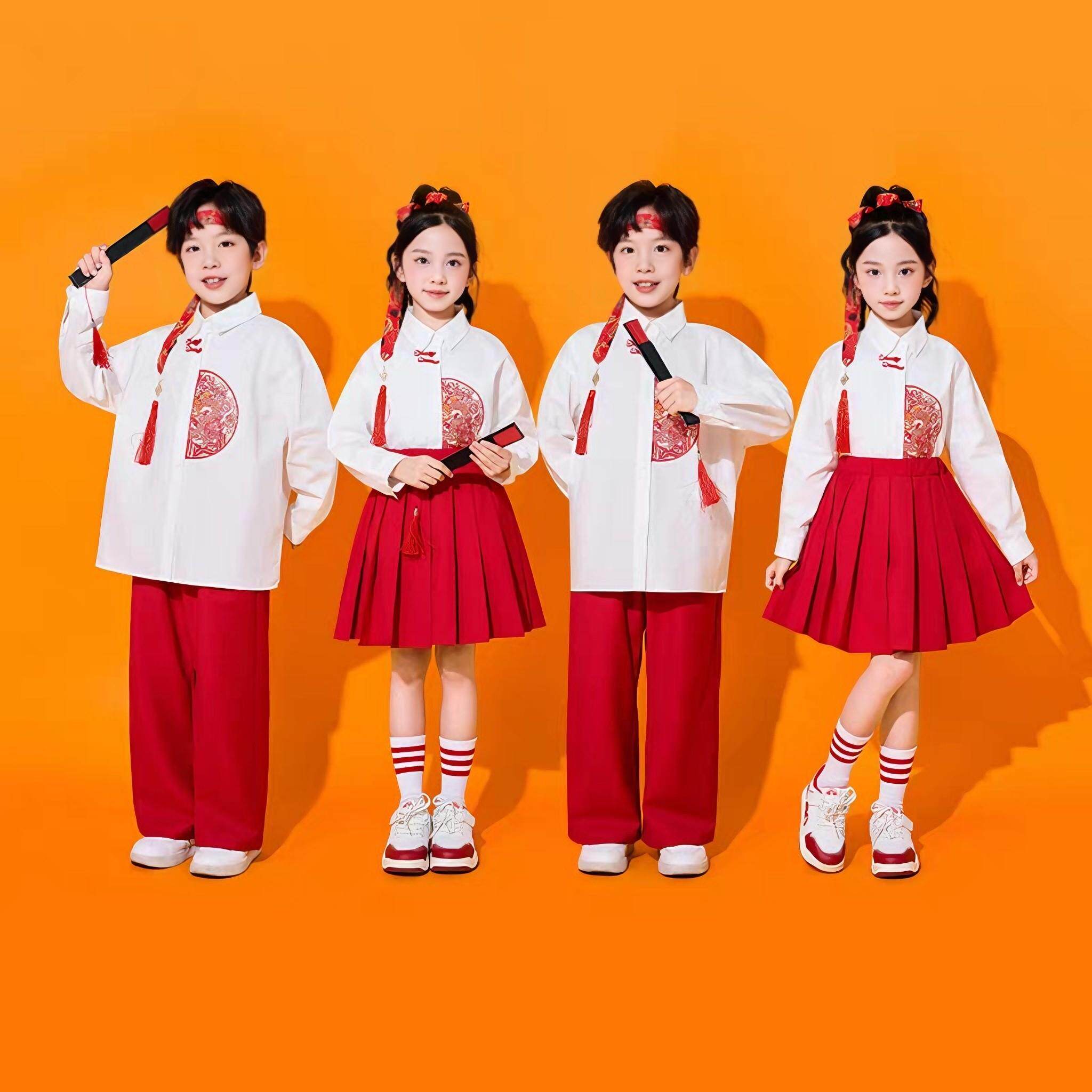 六一儿童合唱演出服新中式国风小学生运动会啦啦队幼儿园表演服装