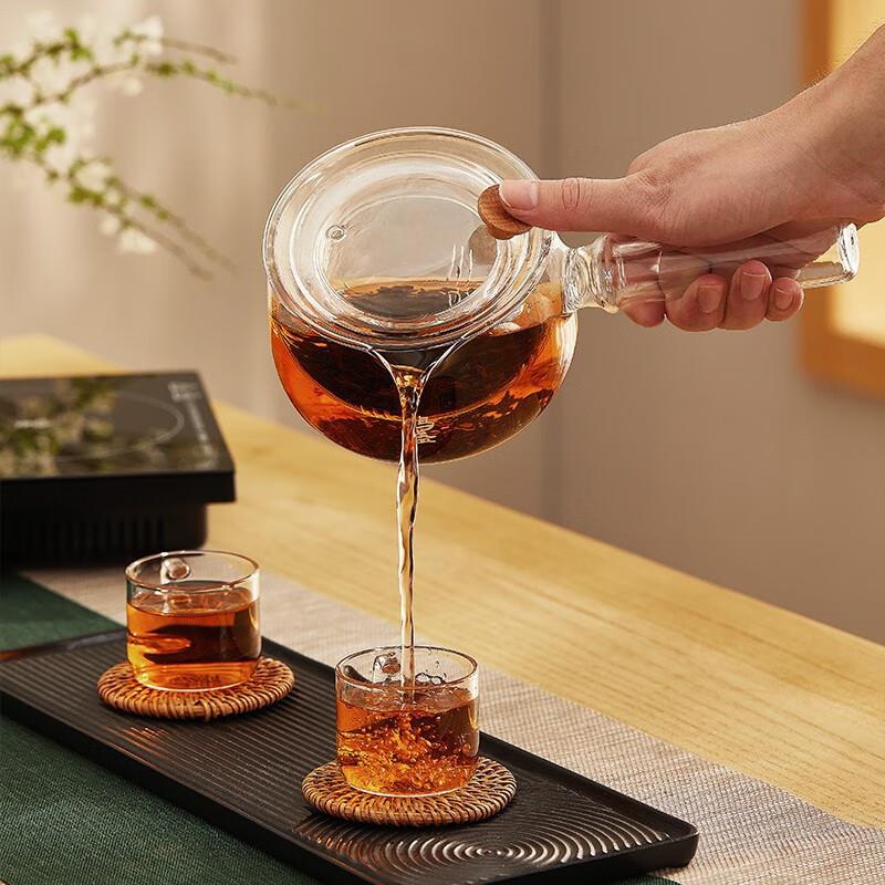 鸣盏高硼52368硅玻璃侧把壶煮煮茶壶泡茶水煮茶器耐热烧茶具围炉