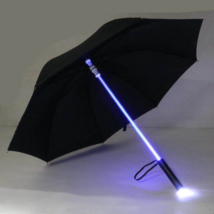 直销新款长杆户外遮阳创意中棒发光LED 照明灯光伞定一制晴雨礼品