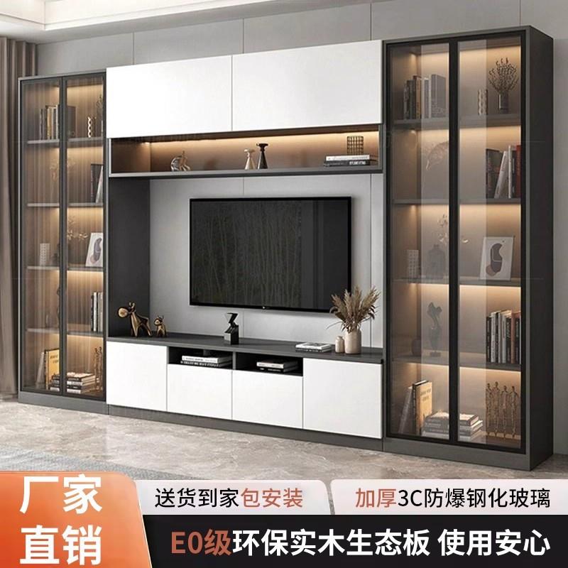 现电视墙柜组合一整套背景墙柜整体客厅现简约满墙储物收纳柜
