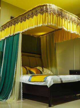 U型导轨遮光蚊帐三开门CAN布公主床帘卧室双层家床幔落地用.8m21