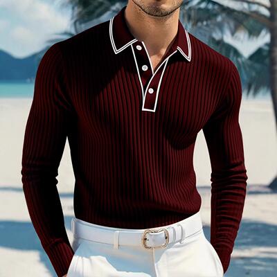 Men Sleeve Polo Shirt Spring Summer Breathable Collared