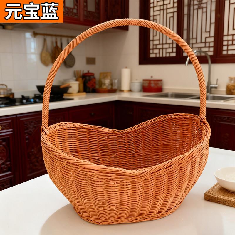 小清新田园风手工艺藤编元宝礼品篮手提篮子菜篮礼篮购物篮野餐篮