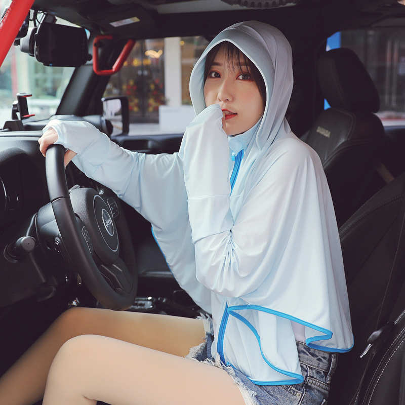 防晒衣女2019夏季新款防紫外线韩版中长款薄款户外骑车防晒服外套