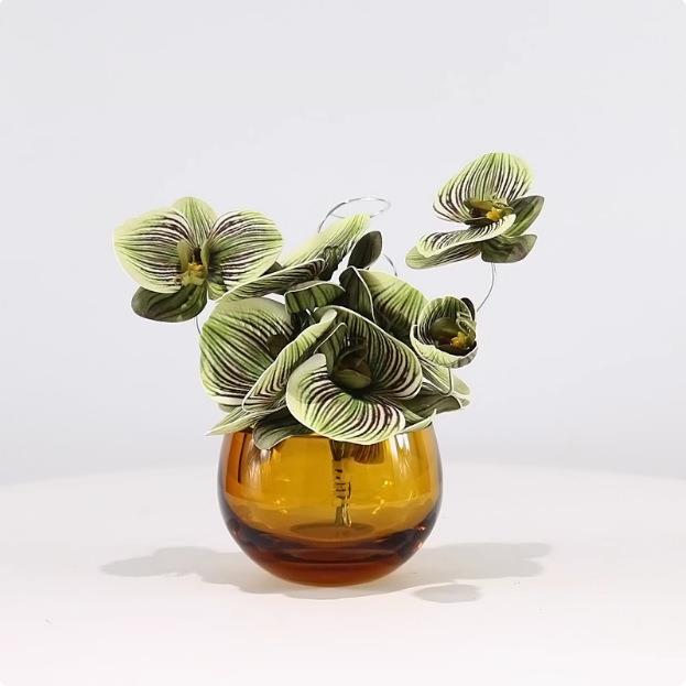 现代轻奢玻璃花瓶插花仿真花小清新圆形花器样板房洽谈桌家居摆件