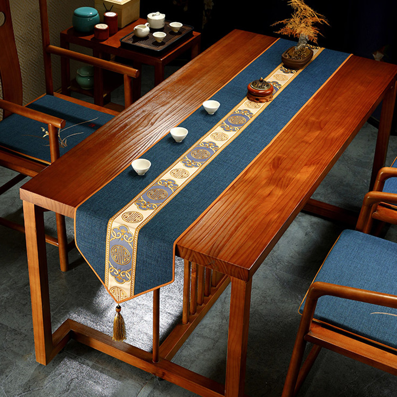 新中式桌旗防水茶席轻奢高端茶台布艺长条茶旗禅意茶几垫布茶桌布