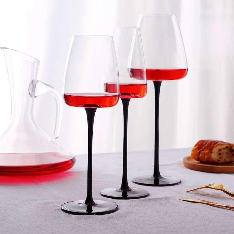 红挺黑领结勃艮第红酒杯大肚家用北欧轻奢无铅水晶玻璃葡萄高脚杯