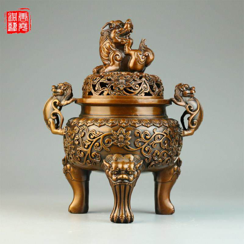 香薰炉纯铜香炉狻猊大明香薰炉黄铜香炉彷古做旧香炉环香炉塔香炉