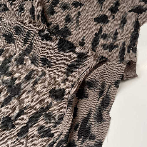 垂坠弹力 深豆沙水墨风不规则扎染百褶压褶雪纺面料设计师布料diy