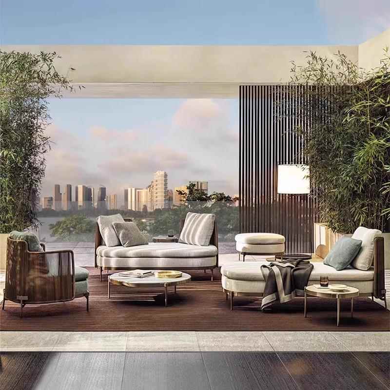 户外庭沙发组合别墅花园露天阳休闲椅室外藤编家具院防藤水防801