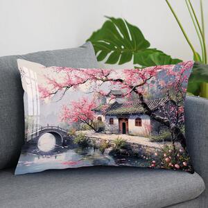 江南水乡抱枕十字绣2025新款线绣靠枕套小桥流水风景小屋精准印花