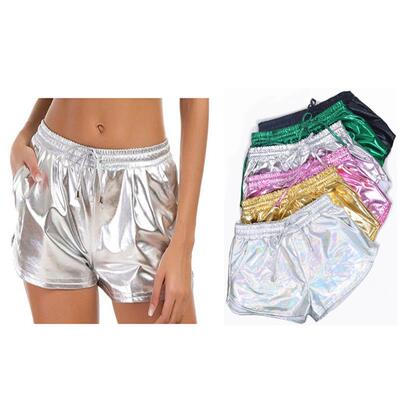 Elastic lace up shorts, leather pants, patent leather hot