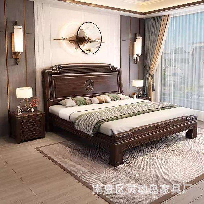 厂家直销清中式全实床912#榫卯双人主次卧明木古典仿古新婚床燕尾