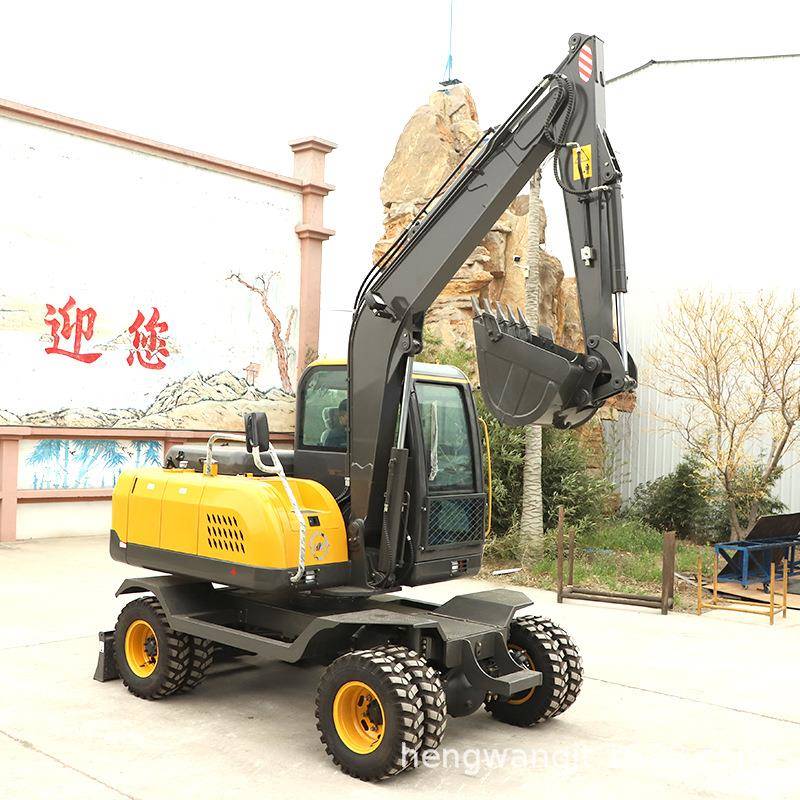 轮式挖掘机80/90/110/120轮式挖机工程园林农用轮胎挖掘机胶轮