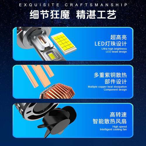 四铜4管大率2050W超亮H11大灯H1T80--功HH7900汽车大灯灯泡
