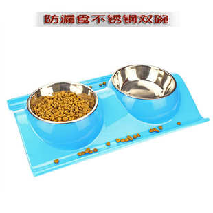 狗碗 批发加厚不锈钢宠物碗双碗 二合一拱形猫碗饮水喂食盆狗用品