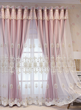欧式窗纱阳台帘布si6k大气简约窗帘客厅落地双层遮光成品卧室