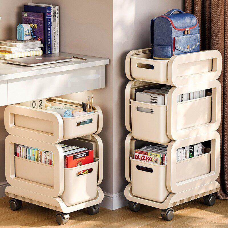 日本进口书包置物架可移动小推车客厅多层收纳架办公桌桌下收纳柜