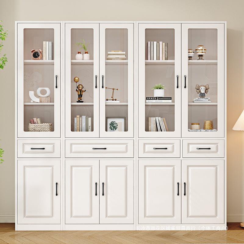 全实KD木书柜书璃门现代约家用防尘落地房书架组合简客厅玻储物柜
