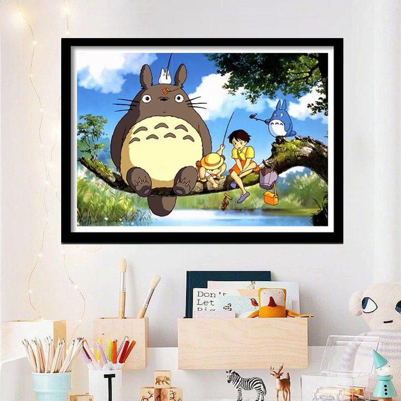 卡通钻石画2025年新款满钻动漫人物龙猫点贴钻十字绣儿童卧室小幅