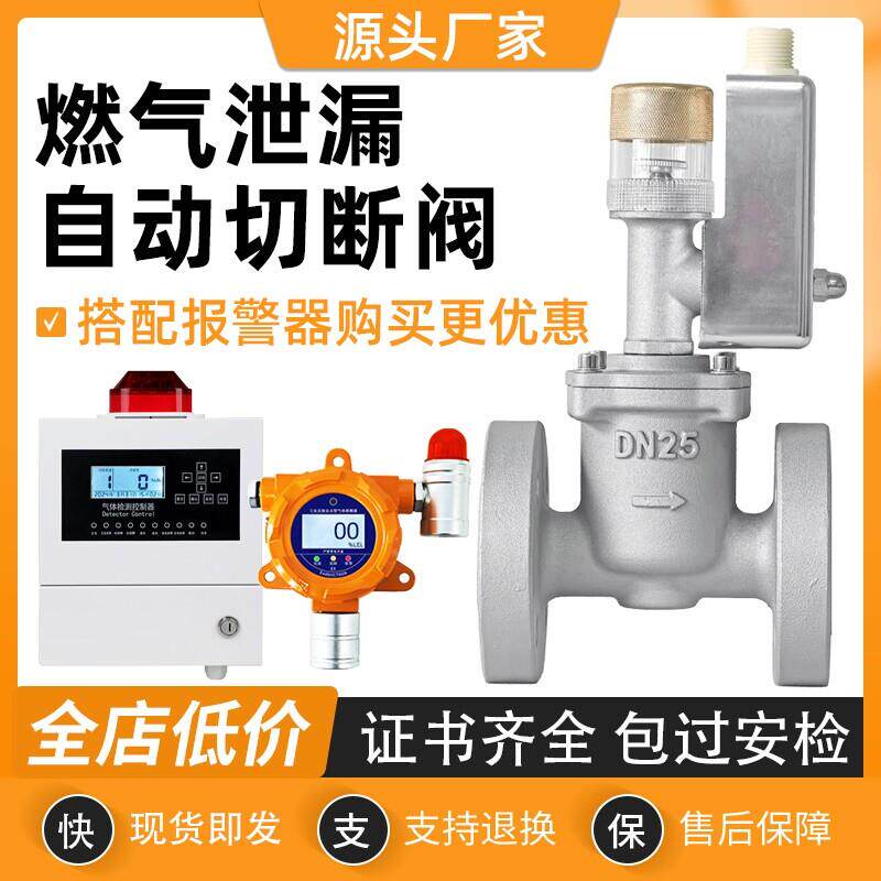 燃气自动切断阀警报器瓦斯电磁阀220v24v法兰螺纹常开常闭商用
