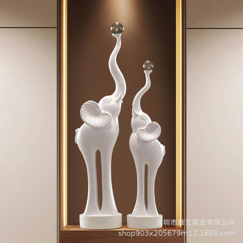 轻奢现代创意大象摆件家居入户玄关客厅电视柜旁边橱窗落地装饰品