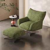 休闲高端椅节阳台层花瓣沙发椅客厅旋转靠背粉色设计师头可调牛皮