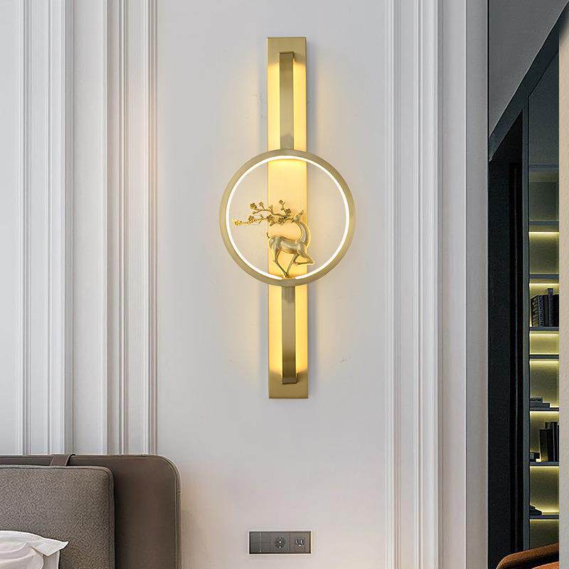 新中式全铜壁灯卧室床头灯中国风现代简约轻奢设计师客厅led壁灯