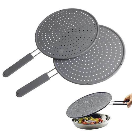 Silicone Kitchen Splatter Screen with Handle Heat-resisting