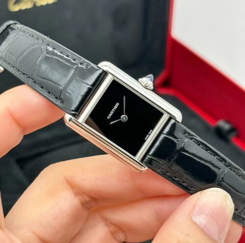 全套99新29.5*22mm卡地亚坦克无字天书WSTA0071石英女表正品