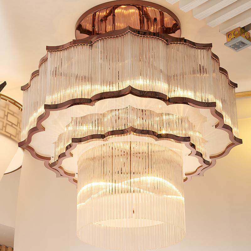 按需设计新中式吊灯玻璃棒梅花管非标工程吊灯酒店大堂大型灯具