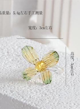食指工艺新款情侣配饰琉璃花朵戒指送礼儿童蝶结男女个性