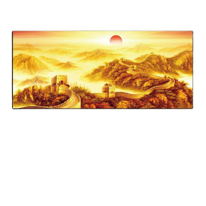 金色万里长城挂画靠山图国画客厅山水画横款办公室背景墙装饰字画
