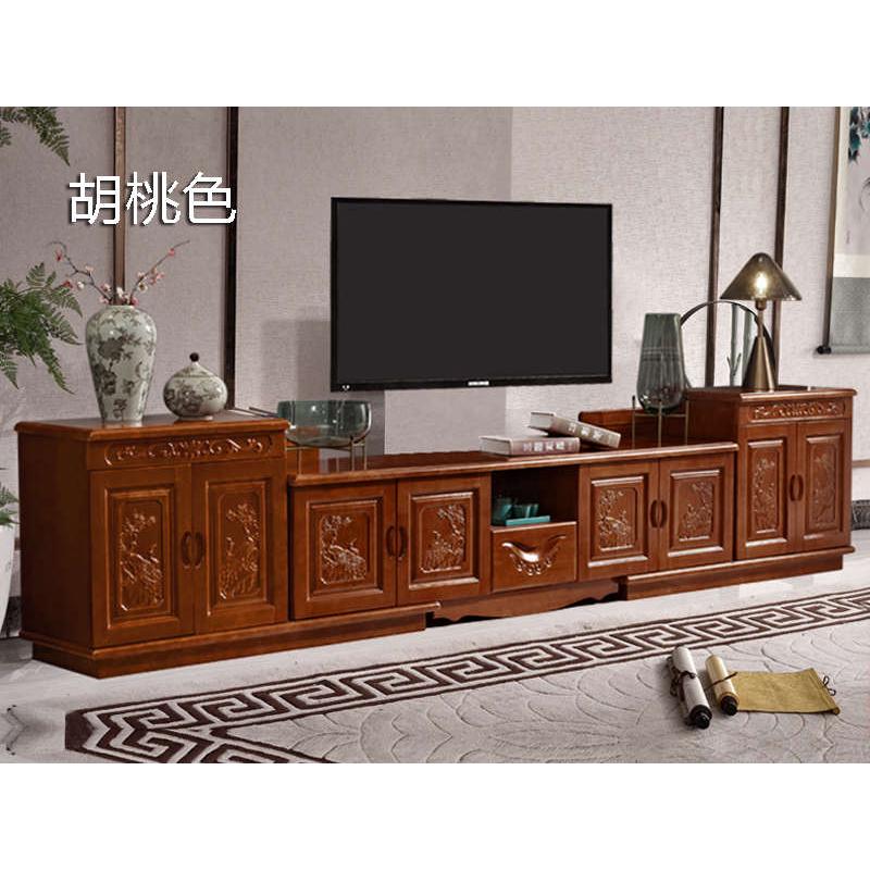 中式实木电视柜可伸缩 新古典仿古大户型客厅加长乡村高款4m地柜