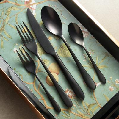 Blue Black Cutlery Set Steak Knife Coffee Spoon dinner set