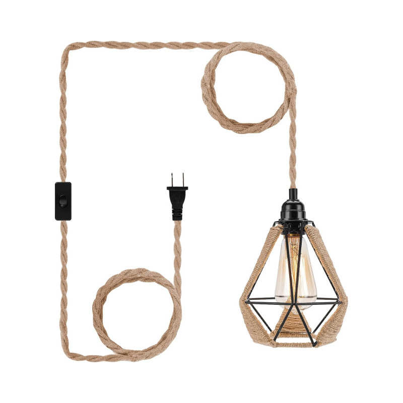 中山复古风吊灯热采5米麻绳吊线可调节长度多种搭配楼梯吊灯