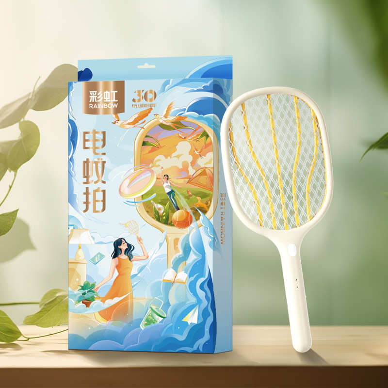 彩虹灭蚊拍6108 可印LOGO  灭蚊拍子 电蚊拍