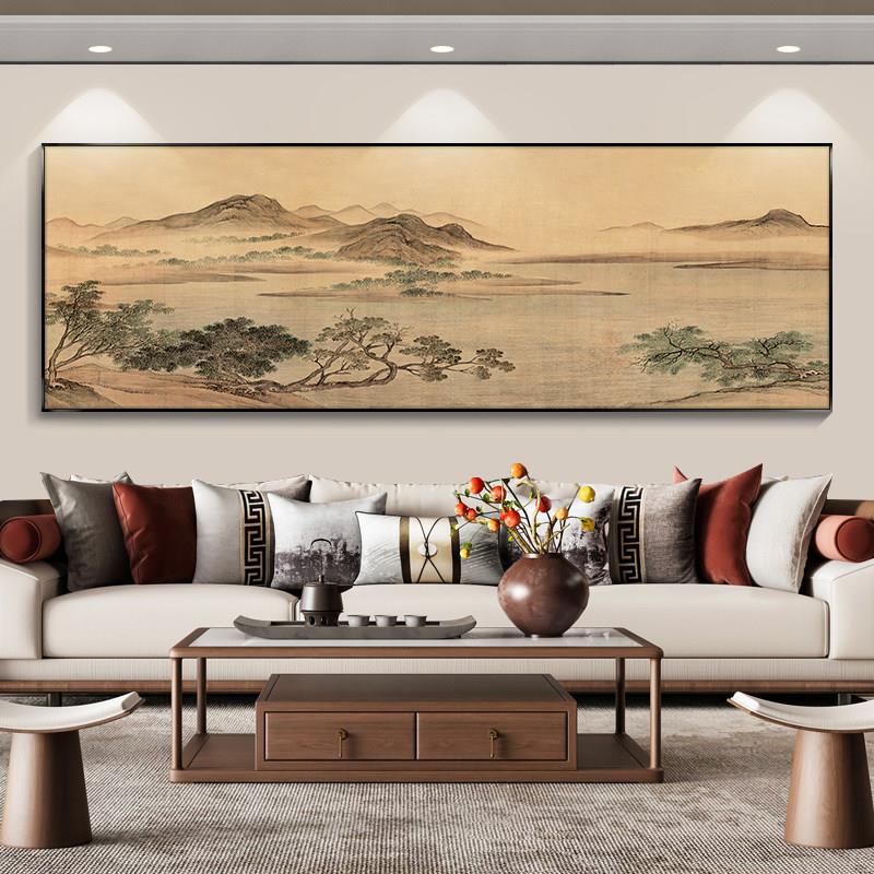 新中式山水画客厅挂画沙发背景墙装饰画饭厅茶室挂画办公室风景画
