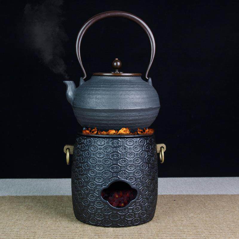 龙玄堂菊花纹风炉日式铁壶铸铁炉木炭炉酒精炉煮茶便携户外茶炉