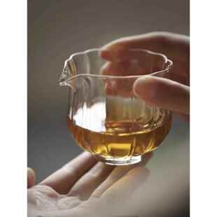 公道杯玻璃高档透明耐热小号禅意莲花匀杯公杯功夫茶杯分茶器茶海